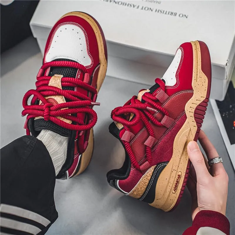 Men's Casual Shoes Fashion Platform Chunky Sneakers Trendy Comfortable All Seasons Men's Lace Up Sneakers