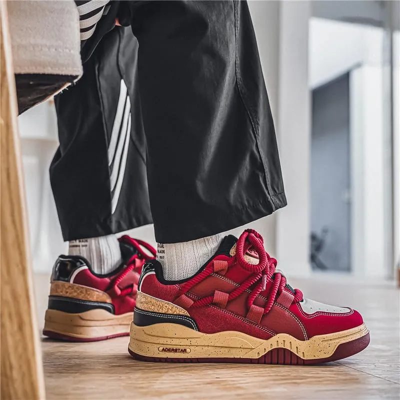 Men's Casual Shoes Fashion Platform Chunky Sneakers Trendy Comfortable All Seasons Men's Lace Up Sneakers