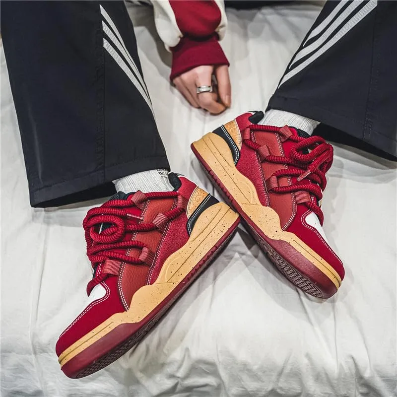 Men's Casual Shoes Fashion Platform Chunky Sneakers Trendy Comfortable All Seasons Men's Lace Up Sneakers
