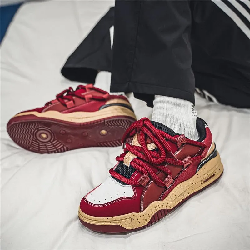 Men's Casual Shoes Fashion Platform Chunky Sneakers Trendy Comfortable All Seasons Men's Lace Up Sneakers