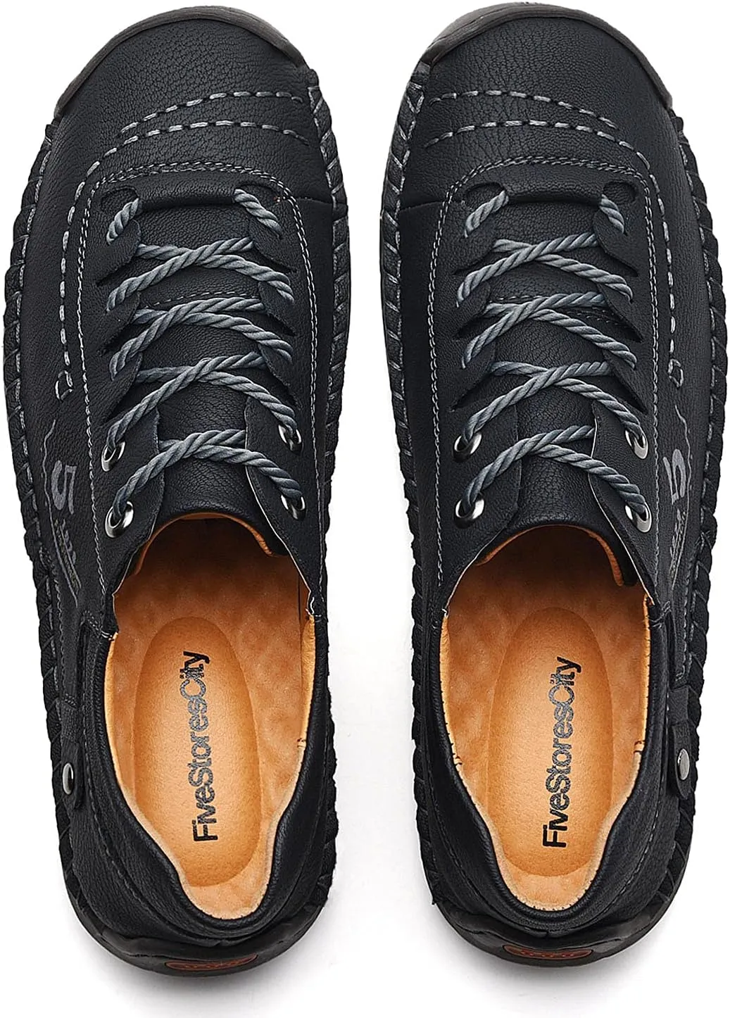Mens Casual Shoes Summer Breathable Sneakers Loafers Walking Shoes Hand Made Lace-Up Leather Dress Flats Shoes for Driving Business Working Office