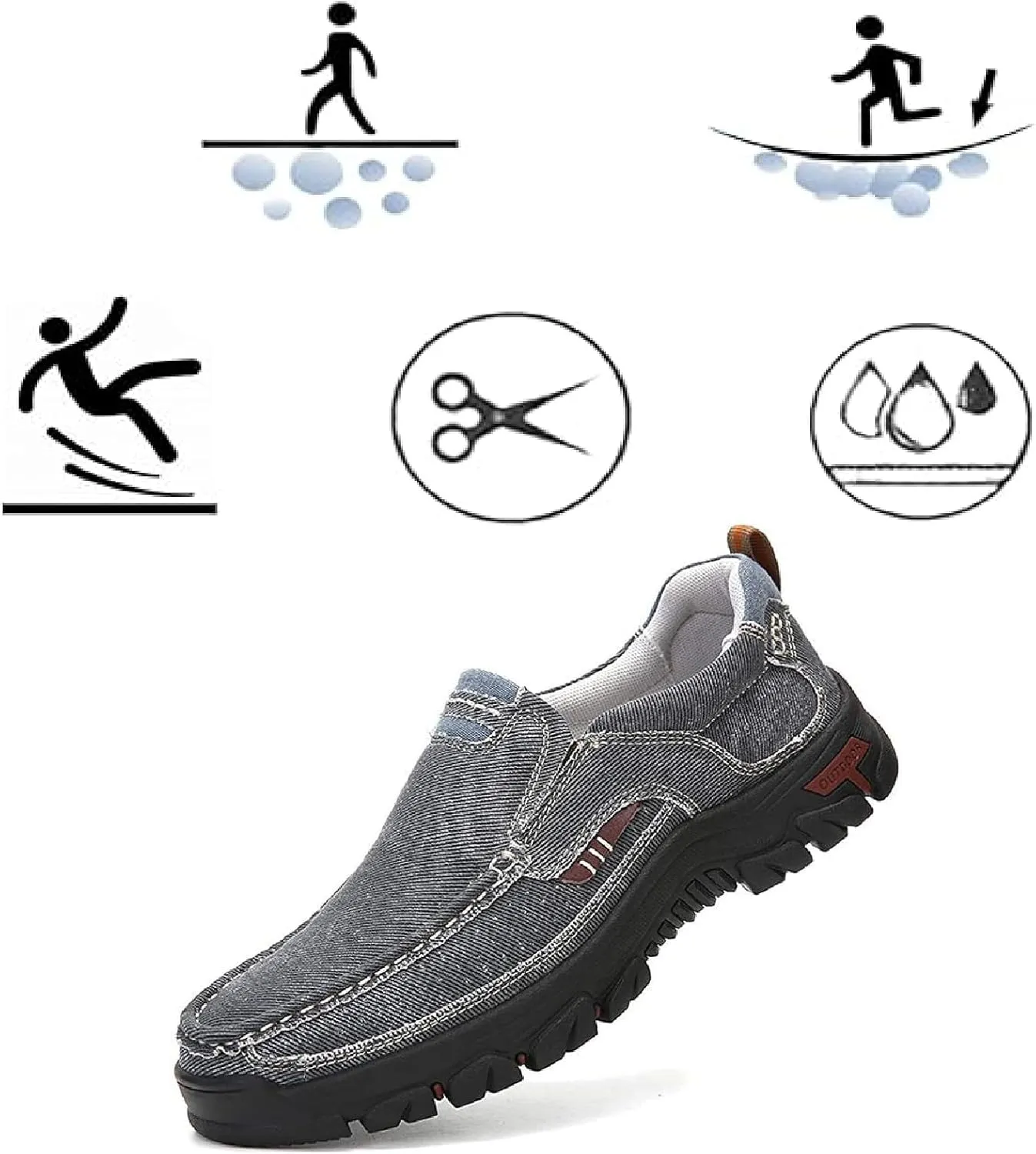 Men's Denim Cloth Platform Penny Loafers Comfor Round Toe Slip on Hands-Free Light Casual Sneakers Stylish Breathable Walking Deck Shoes