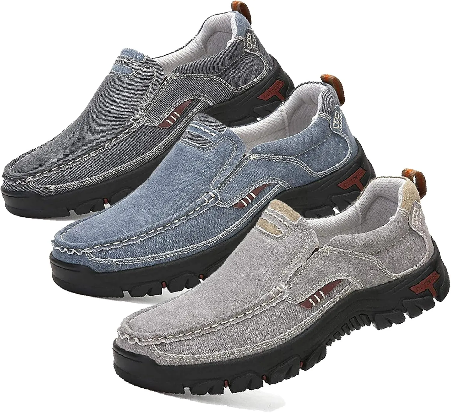 Men's Denim Cloth Platform Penny Loafers Comfor Round Toe Slip on Hands-Free Light Casual Sneakers Stylish Breathable Walking Deck Shoes