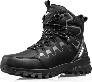 Men's Fashion Winter Snow Boots Outdoor Side Zipper High-top Sneakers Plush Lining Casual Warm Ankle Boots Anti-slip And Waterproof Hiking Boots Camp Backpacking Boots For Men