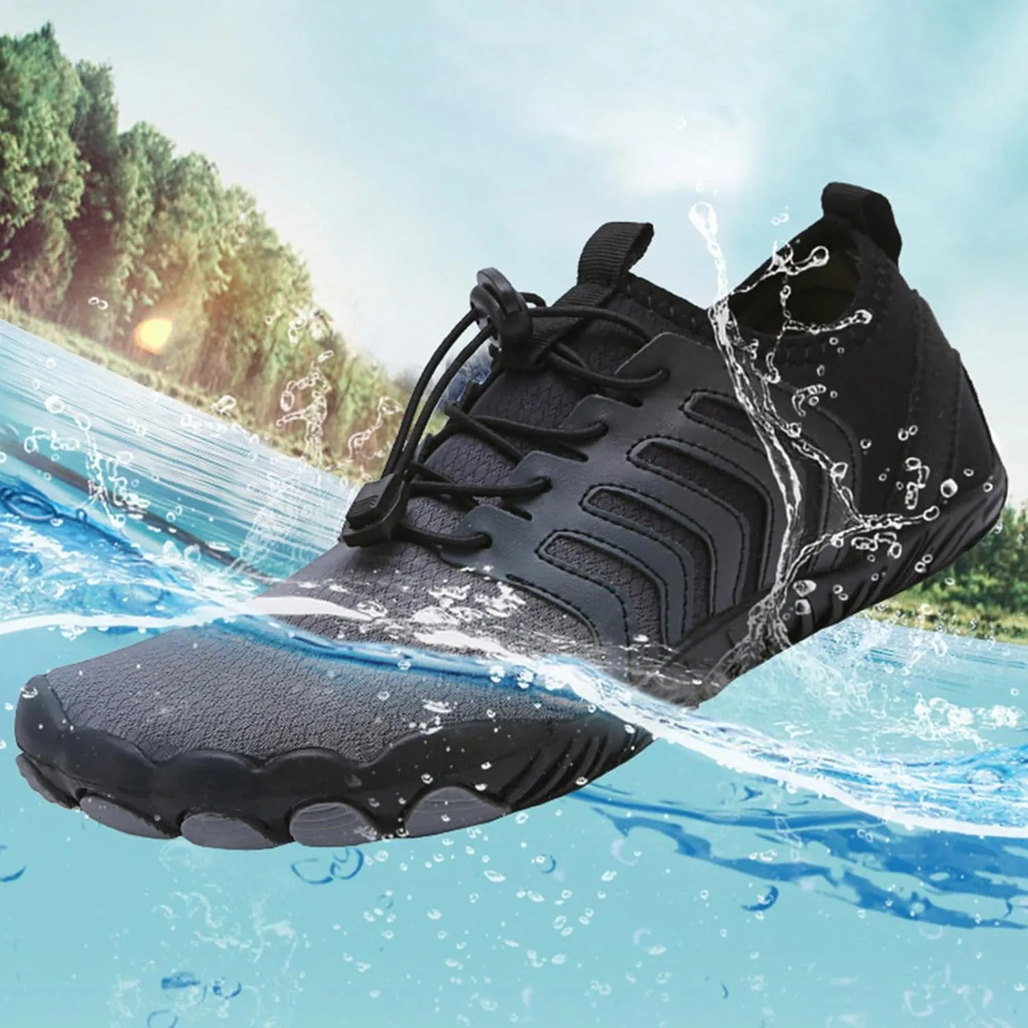Mens Outdoor Beach Shoes Quick Drying Wading Shoes Breathable Non Slip Hiking Shoe Swimming Shoe for Pool Surfing