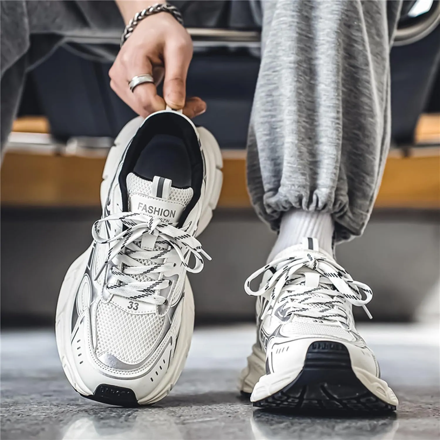Mens Running Shoes Tennis Walking Shoes Chunky Sneakers Workout Casual Athletic Shoes