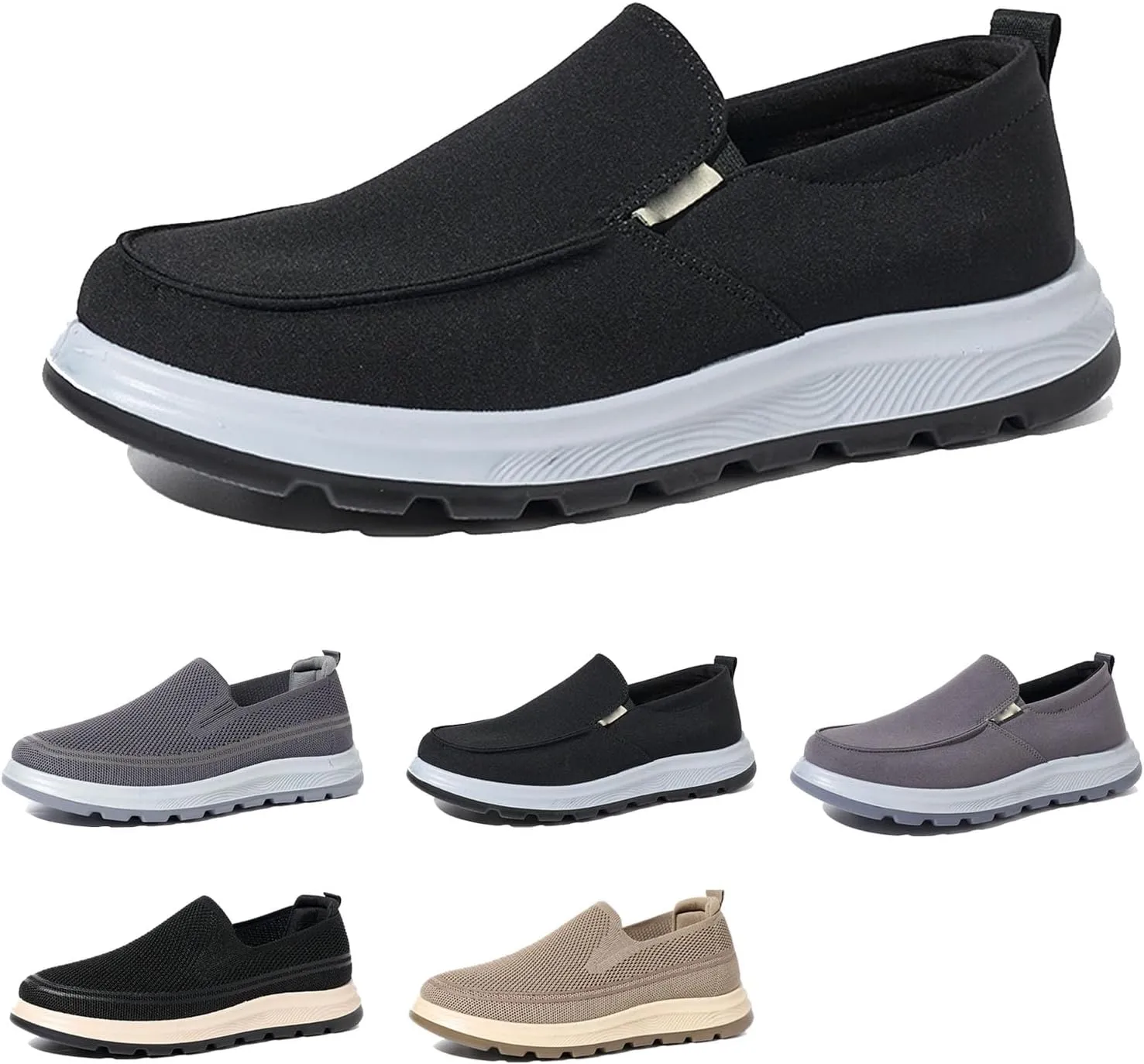 Men's Slip-On Mesh Sneakers,Breathable Casual Walking Shoes with Comfortable Non-Slip Sole,Lightweight Slip-on Trainers Everyday Use,Mesh Walking Shoes Loafers-Work Drving Tennis Shoes