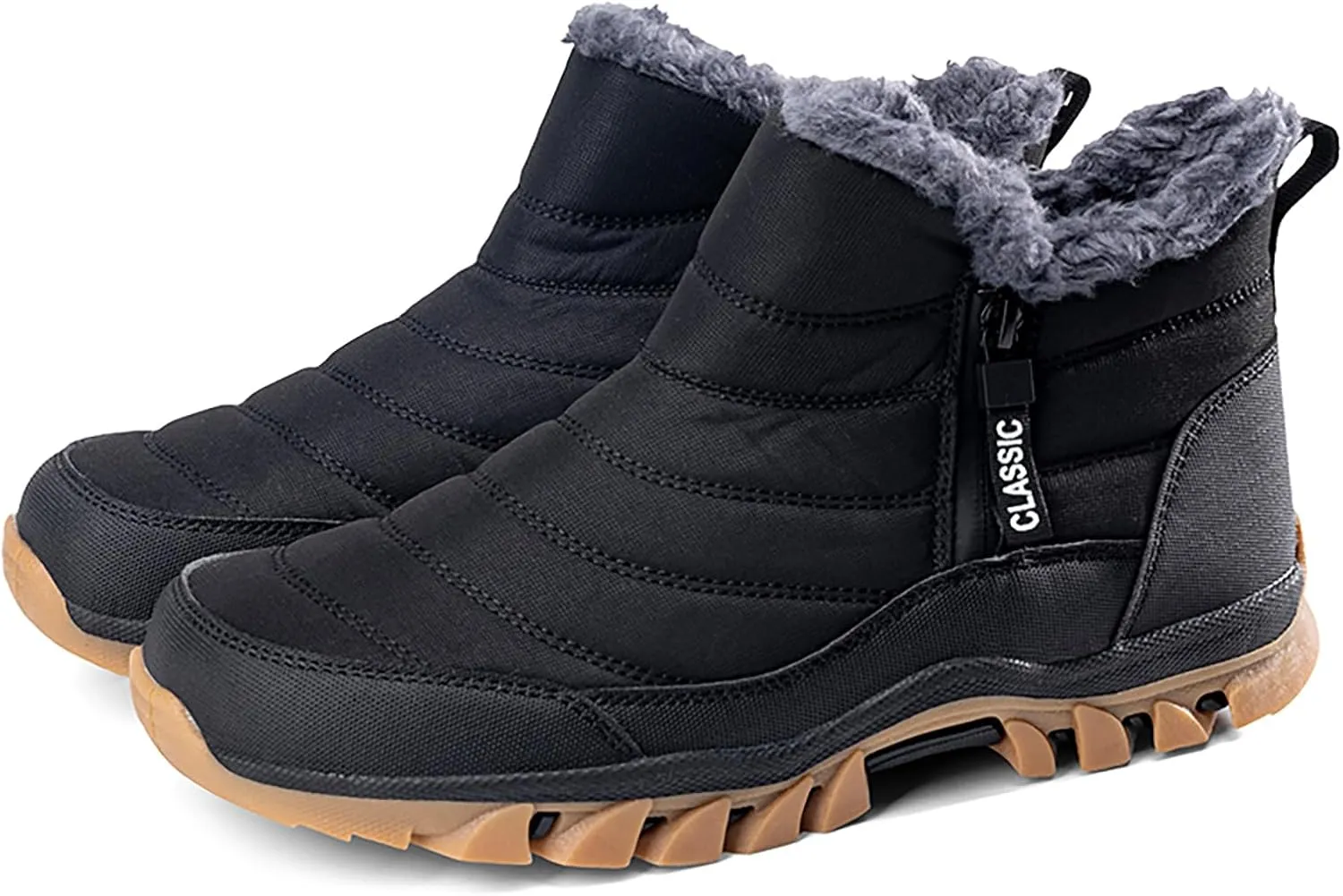 Men's Snow Boots Lightweight Waterproof Winter Boots Fur Lined Anti-slip Cold Weather Shoes Winter Trekking Warm Ankle Boots