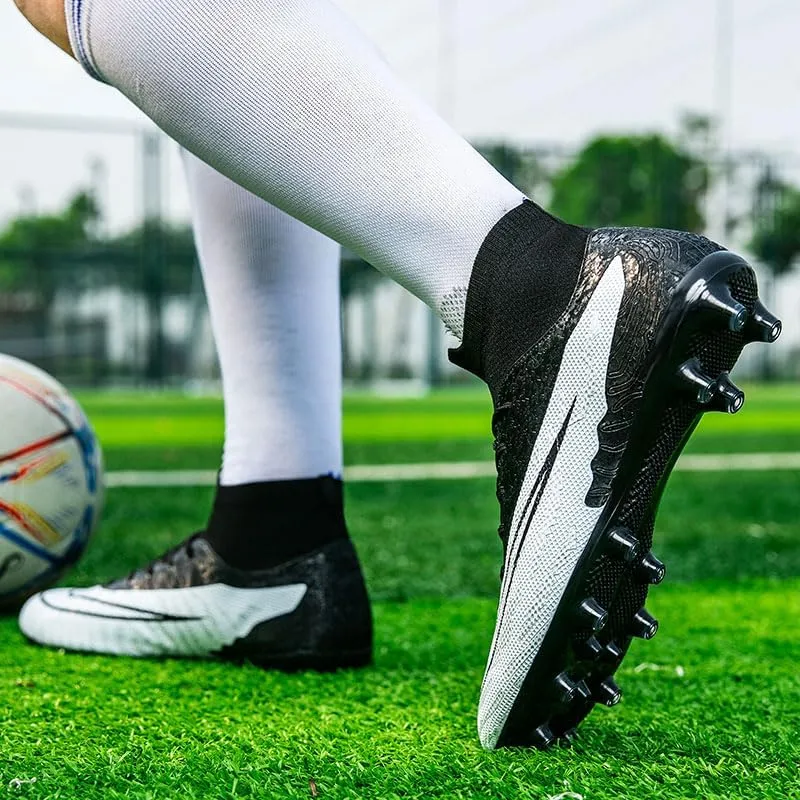 Men’s Soccer Shoes Cleats Football Boots Professional Training Outdoor Indoor Sneaker High-Top Spike Breathable Athletic