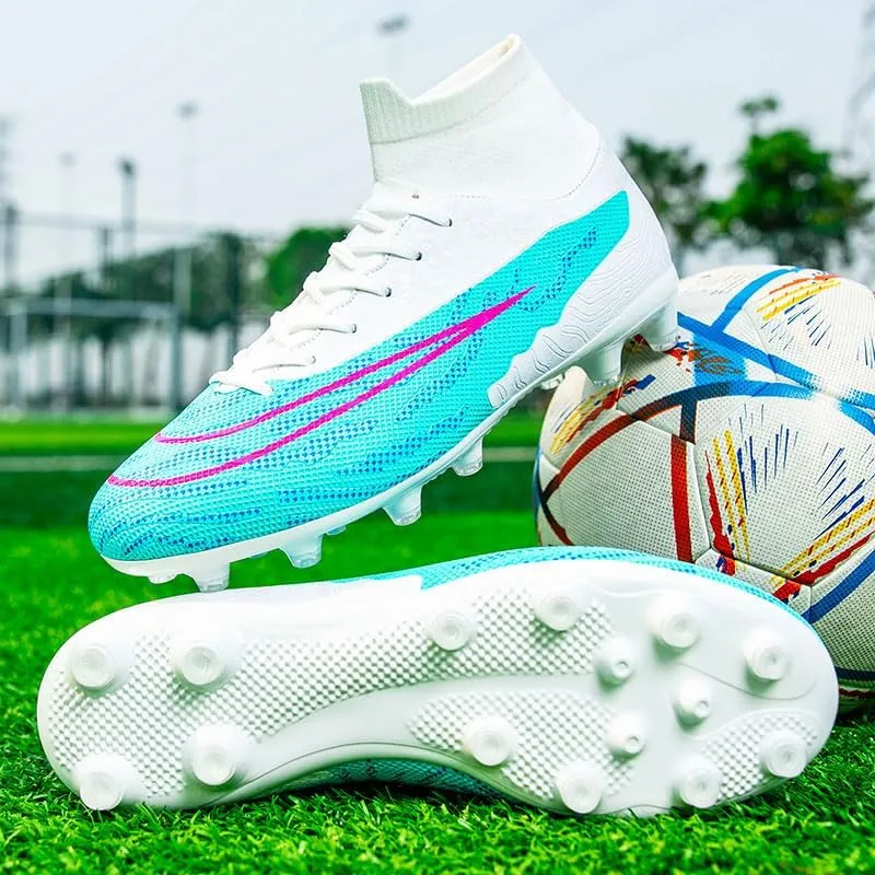Men’s Soccer Shoes Cleats Football Boots Professional Training Outdoor Indoor Sneaker High-Top Spike Breathable Athletic