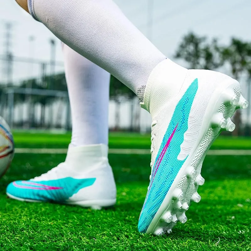 Men’s Soccer Shoes Cleats Football Boots Professional Training Outdoor Indoor Sneaker High-Top Spike Breathable Athletic