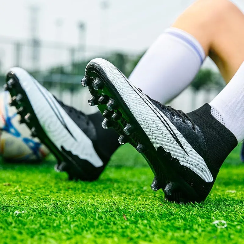Men’s Soccer Shoes Cleats Football Boots Professional Training Outdoor Indoor Sneaker High-Top Spike Breathable Athletic