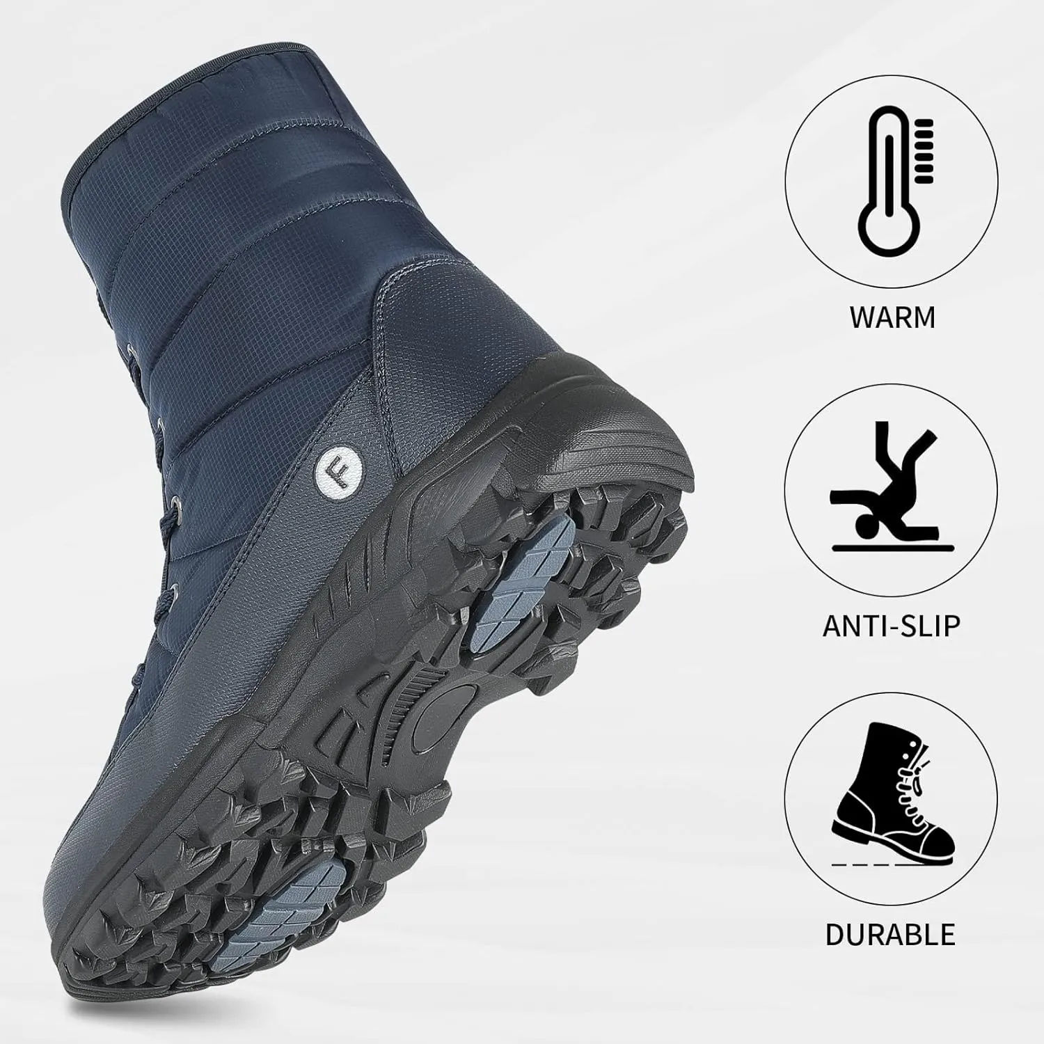 Men's Warm Winter Snow Boots Unisex Shoes Outdoor Anti-Slip Lightweight Cold Weather Boots