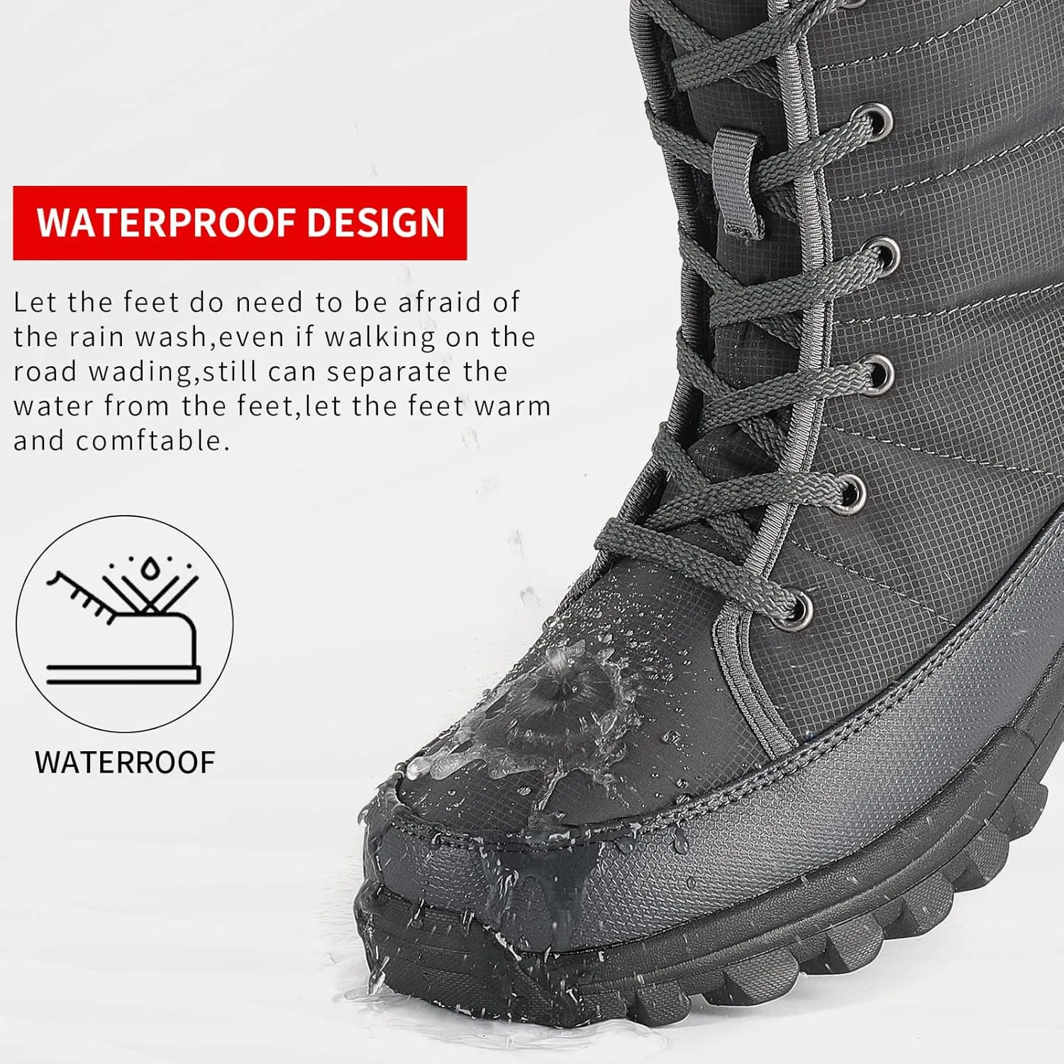 Men's Warm Winter Snow Boots Unisex Shoes Outdoor Anti-Slip Lightweight Cold Weather Boots