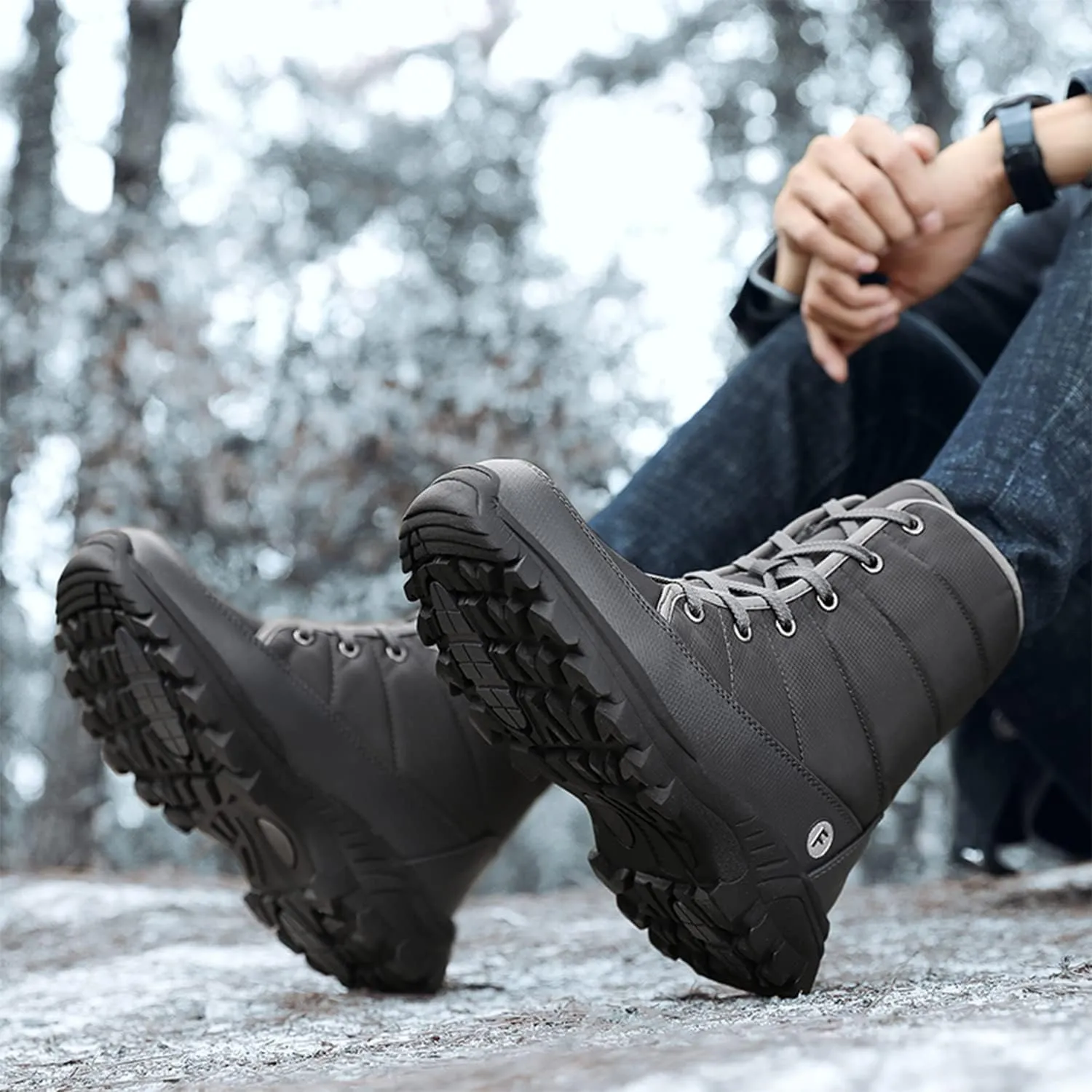 Men's Warm Winter Snow Boots Unisex Shoes Outdoor Anti-Slip Lightweight Cold Weather Boots