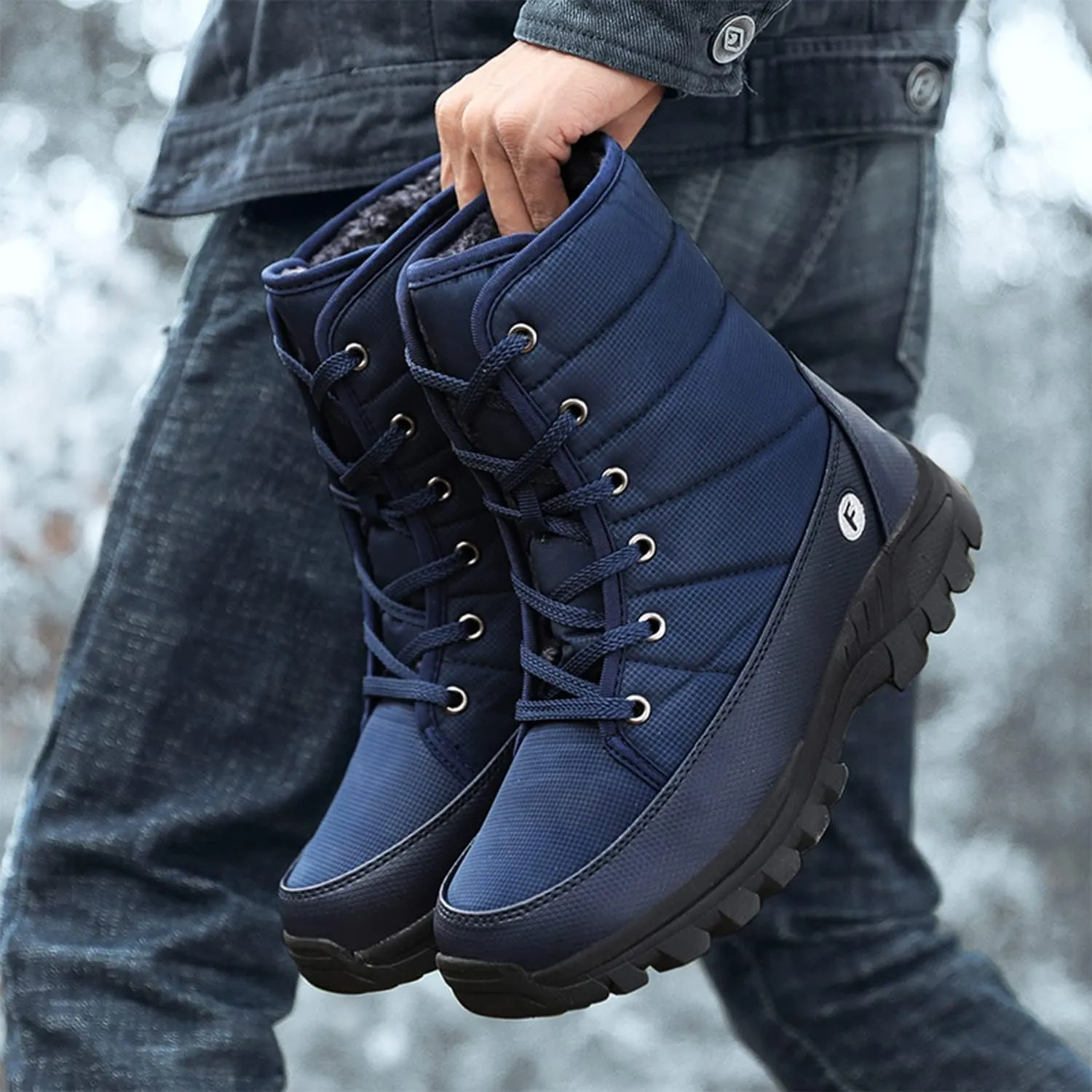 Men's Warm Winter Snow Boots Unisex Shoes Outdoor Anti-Slip Lightweight Cold Weather Boots