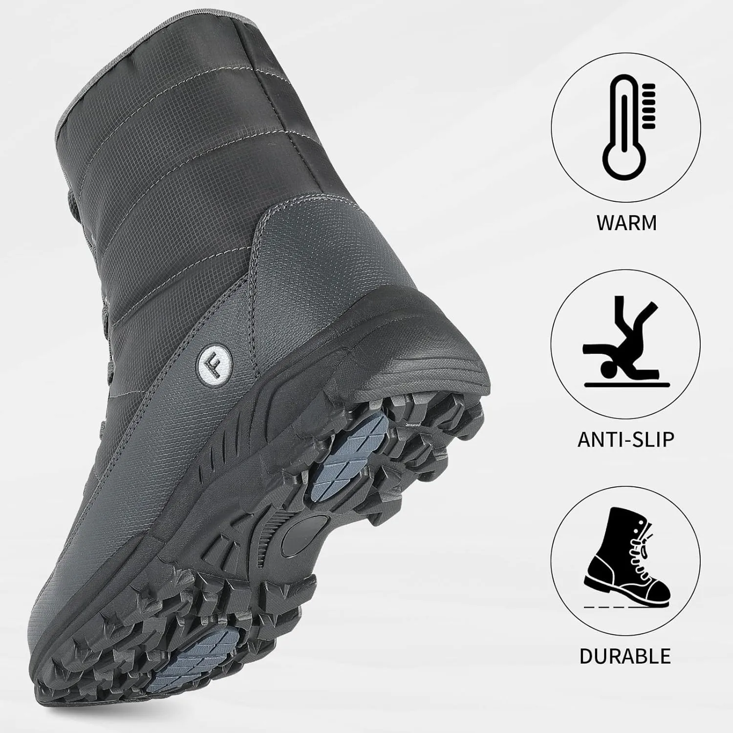 Men's Warm Winter Snow Boots Unisex Shoes Outdoor Anti-Slip Lightweight Cold Weather Boots