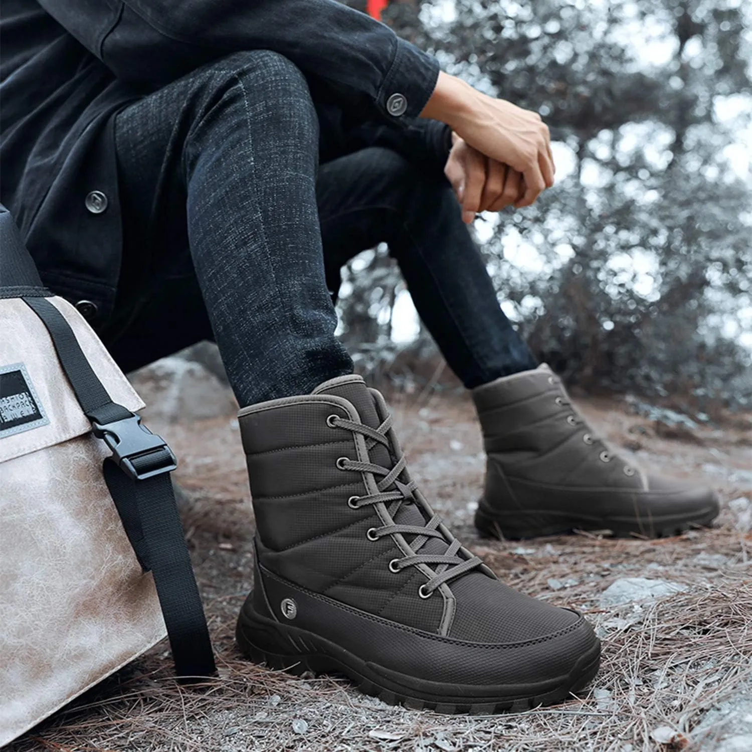 Men's Warm Winter Snow Boots Unisex Shoes Outdoor Anti-Slip Lightweight Cold Weather Boots