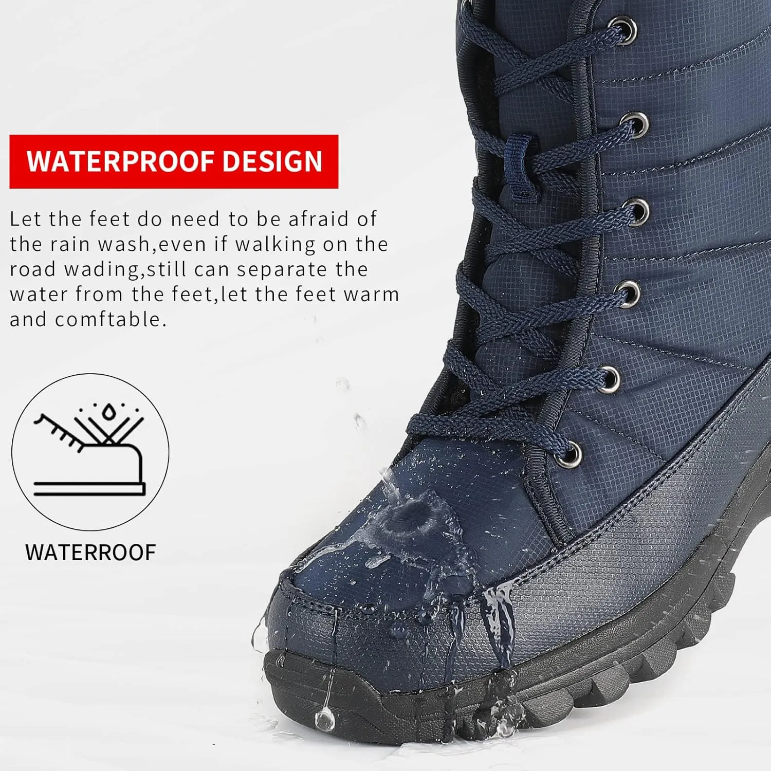 Men's Warm Winter Snow Boots Unisex Shoes Outdoor Anti-Slip Lightweight Cold Weather Boots
