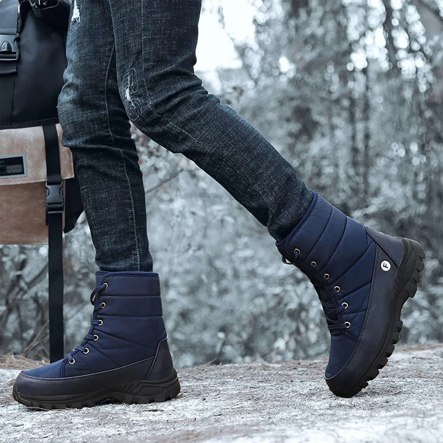 Men's Warm Winter Snow Boots Unisex Shoes Outdoor Anti-Slip Lightweight Cold Weather Boots
