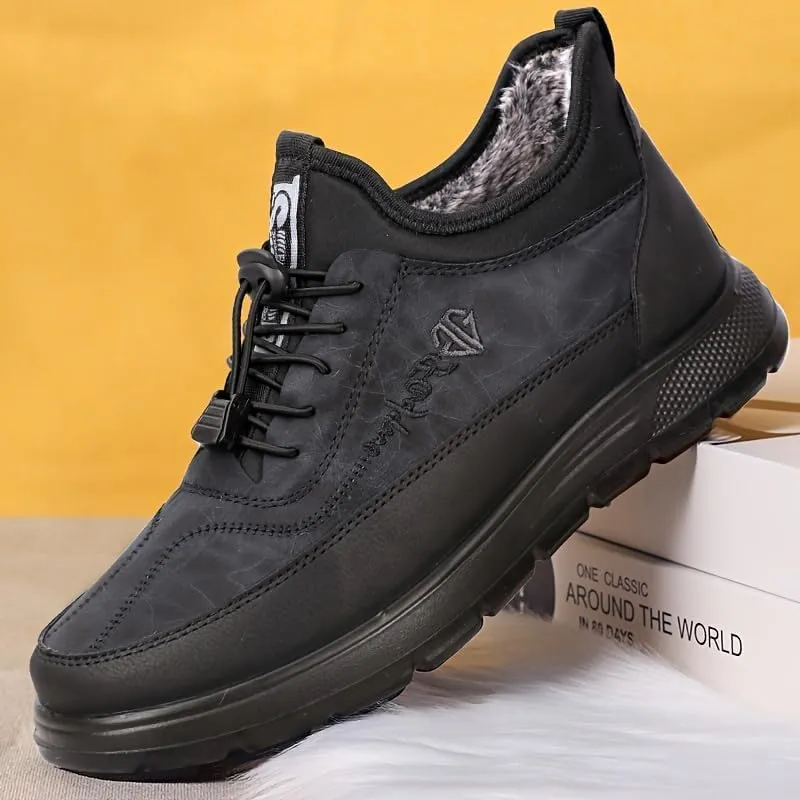 Men's Winter Warm Fleece Lined Sneakers Waterproof Slip-on Fur Warm Men's Shoes Comfortable Casual Sneakers