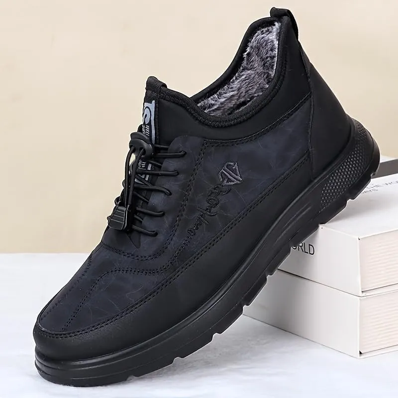 Men's Winter Warm Fleece Lined Sneakers Waterproof Slip-on Fur Warm Men's Shoes Comfortable Casual Sneakers