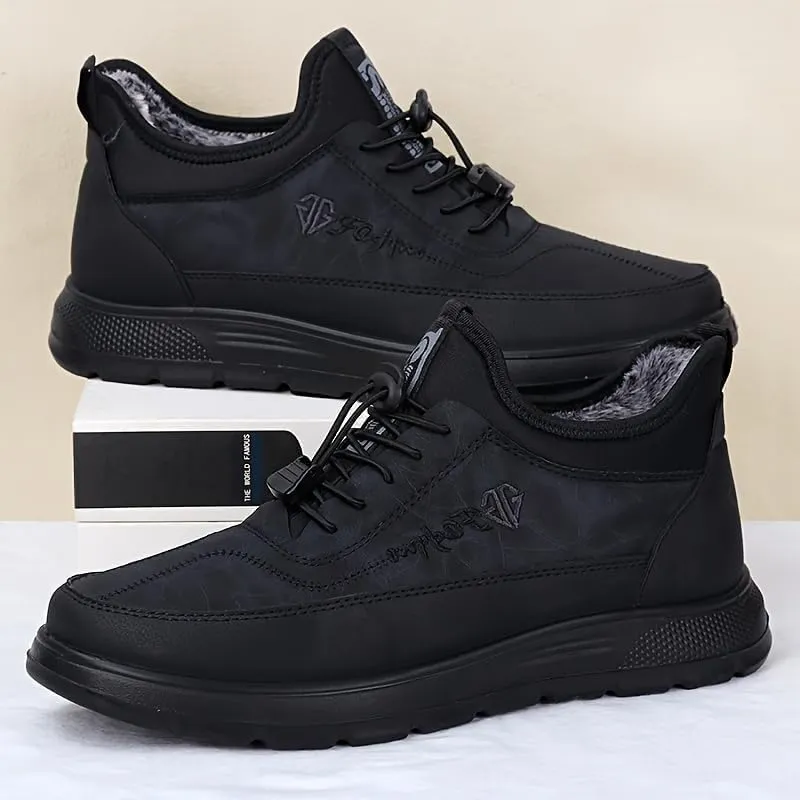 Men's Winter Warm Fleece Lined Sneakers Waterproof Slip-on Fur Warm Men's Shoes Comfortable Casual Sneakers