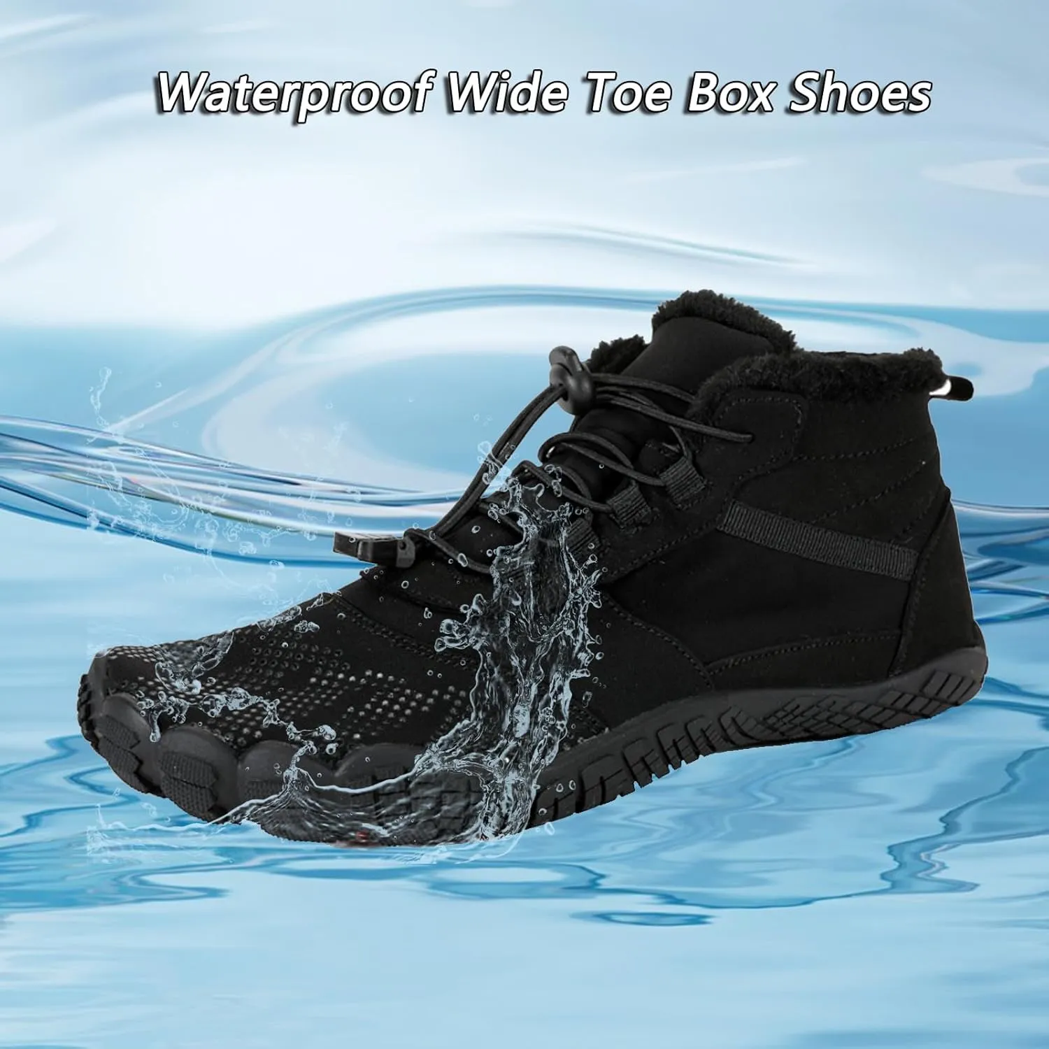 Mens Womens Snow Boots Barefoot Shoes Waterproof Wide Toe Box Shoes Minimalist Zero Drop Sole Cotton Boots Sneakers