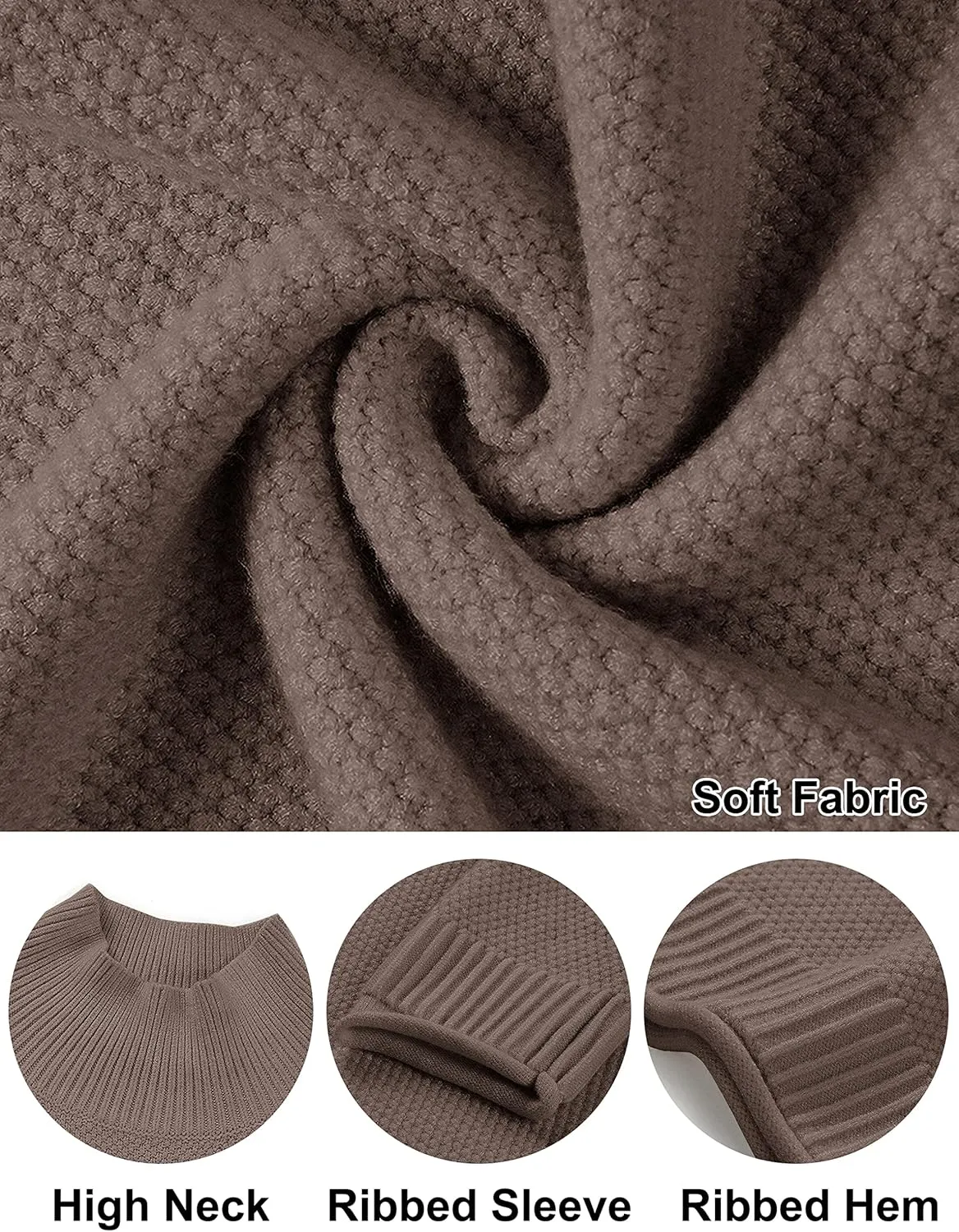 MEROKEETY Women's Long Sleeve Turtleneck Cozy Knit Sweater Casual Loose Pullover Jumper Tops