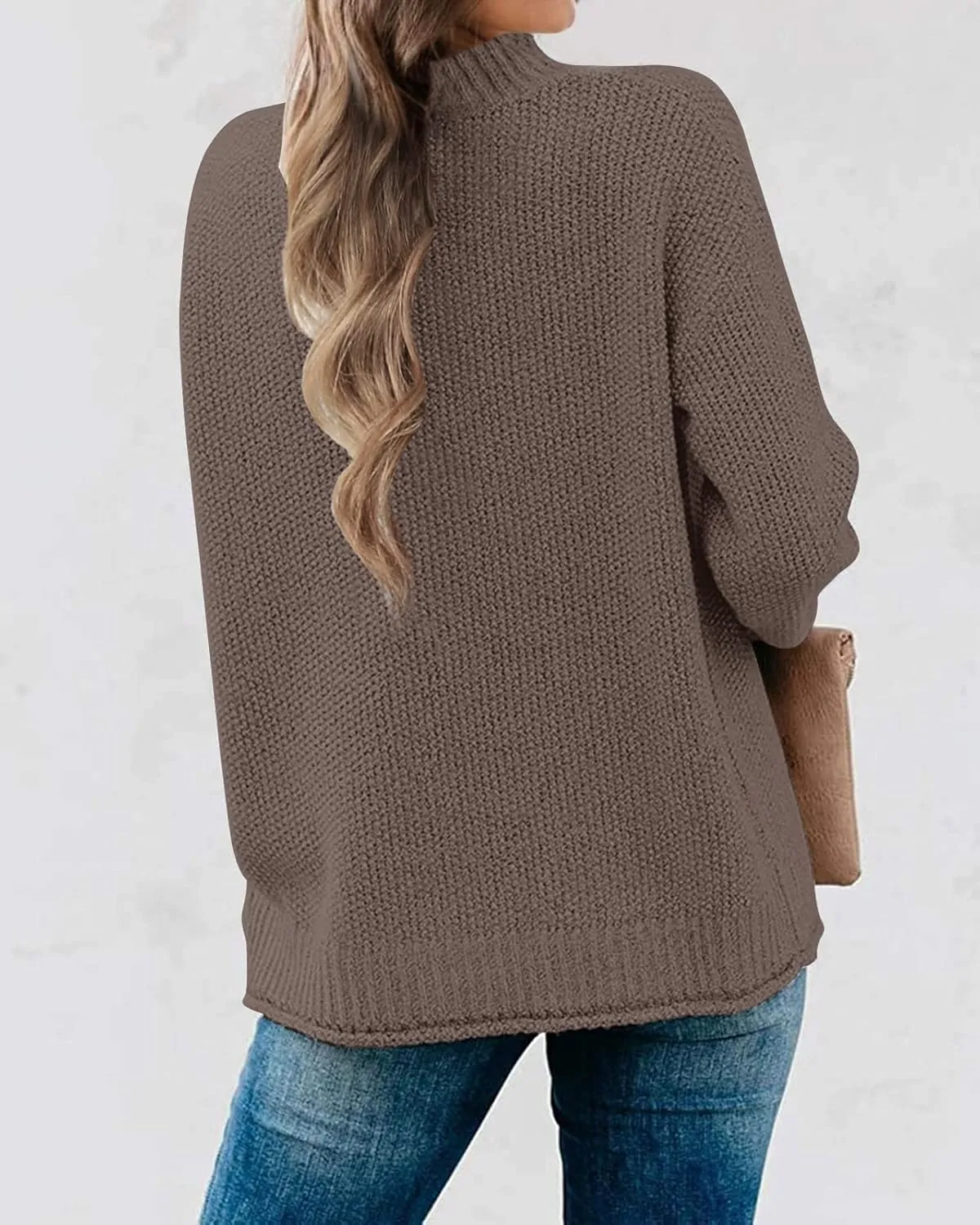 MEROKEETY Women's Long Sleeve Turtleneck Cozy Knit Sweater Casual Loose Pullover Jumper Tops