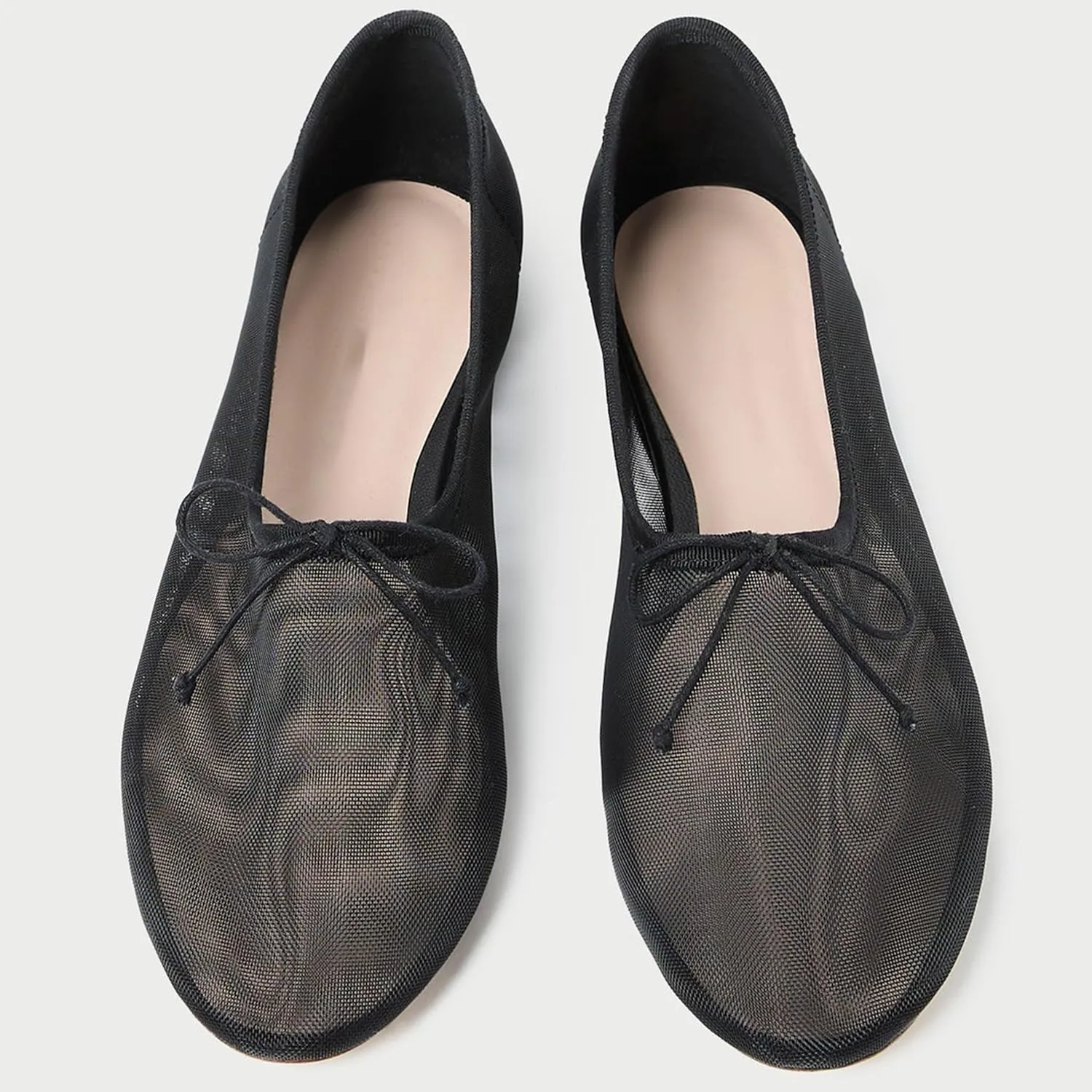 Mesh Ballet Flats for Women Elegant Bows Round Head Design Comfortable and Breathable Shoes Perfect for Weddings