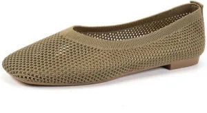 Mesh Ballet Flats for Women Low Heel Sandals Summer Slides Slip on Loafers Pumps Square Toe No Slip Comfort Sole Lightweight Breathable Low Top Cute Ballerina Dress Shoes Office Beach Party Vacation
