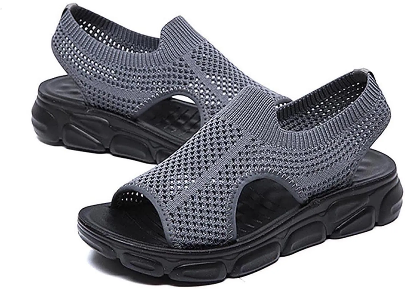 Mesh Breathable Sandals for Women Summer Casual Fish Mouth Open Toe Slip on Wedge Platform Sandals Comfortable Ladies Outdoor Beach Shoes Sandalias