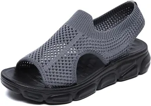 Mesh Breathable Sandals for Women Summer Casual Fish Mouth Open Toe Slip on Wedge Platform Sandals Comfortable Ladies Outdoor Beach Shoes Sandalias