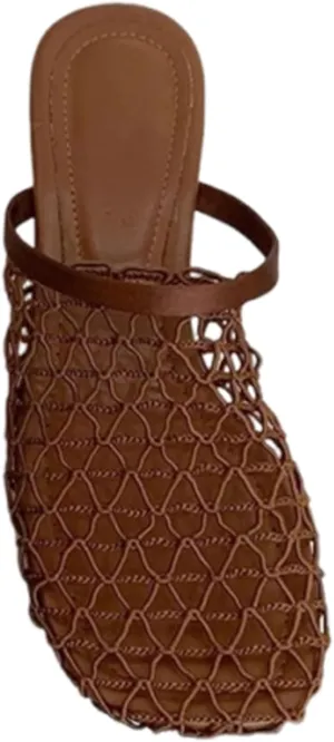 Mesh Heeled Mule Sandals for Women Square Toe Back Strap Wedge Slides Sandal Fashion Summer Beach Casual Flats Shoes