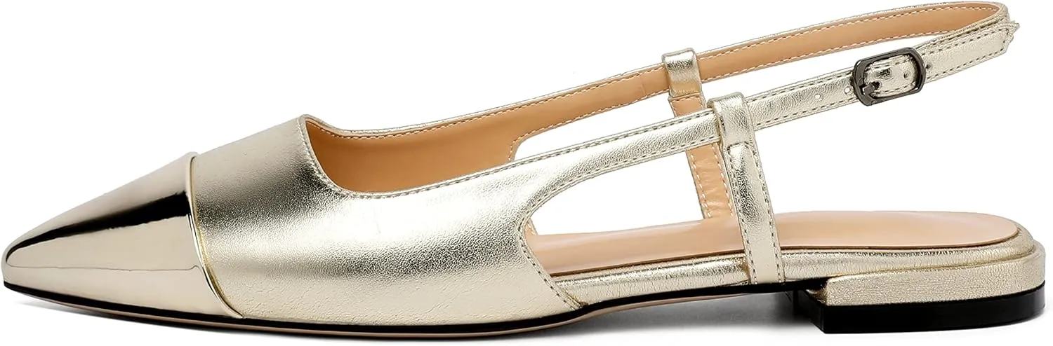Mettesally Women's Pointed Toe Ballet Flat Shoes Cap Toe Classic Ballet Flats Walking Shoes Casual Formal Slip-On Flat Dress Shoes