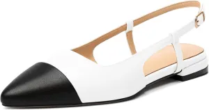Mettesally Women's Pointed Toe Ballet Flat Shoes Cap Toe Classic Ballet Flats Walking Shoes Casual Formal Slip-On Flat Dress Shoes