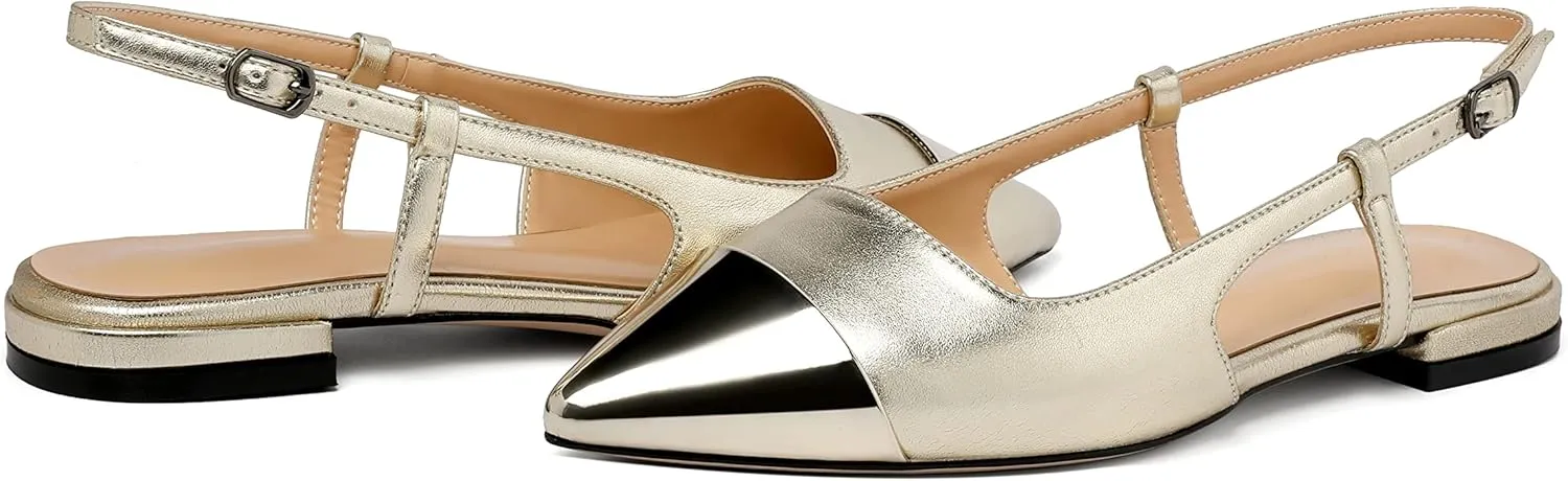 Mettesally Women's Pointed Toe Ballet Flat Shoes Cap Toe Classic Ballet Flats Walking Shoes Casual Formal Slip-On Flat Dress Shoes