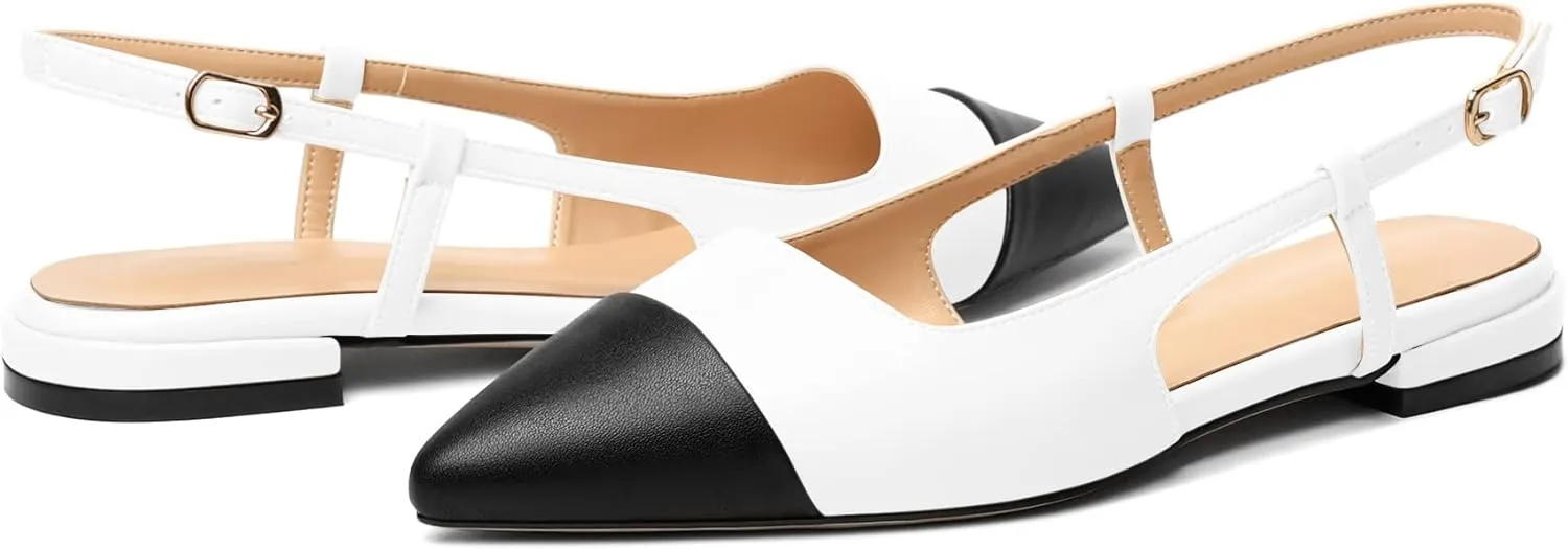 Mettesally Women's Pointed Toe Ballet Flat Shoes Cap Toe Classic Ballet Flats Walking Shoes Casual Formal Slip-On Flat Dress Shoes
