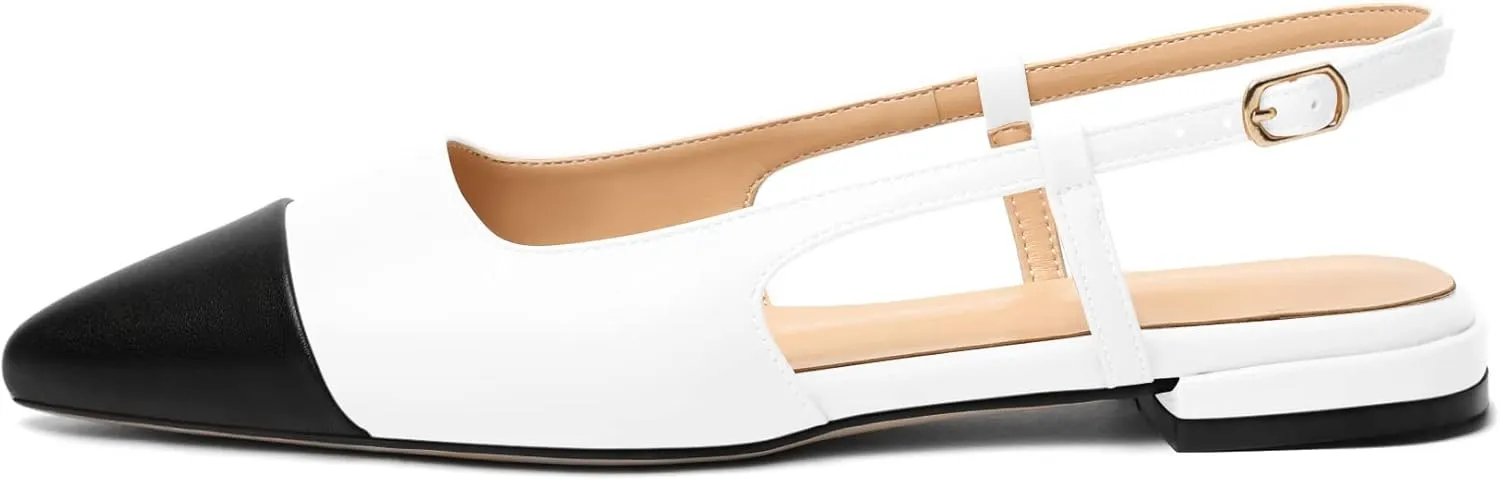 Mettesally Women's Pointed Toe Ballet Flat Shoes Cap Toe Classic Ballet Flats Walking Shoes Casual Formal Slip-On Flat Dress Shoes