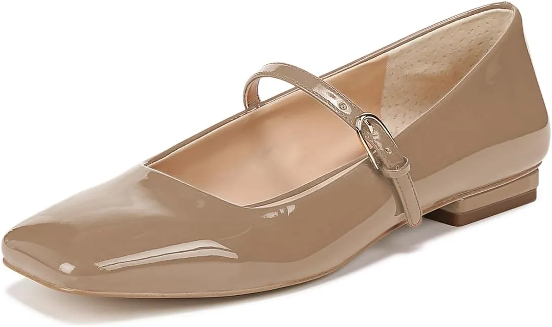 Milooey shoes Women's Closed Square Toe Mary Jane Flats Chunky Low Heels Adjustable Buckled Elegant Prom Party Formal Business Shoe Size 4-16 US