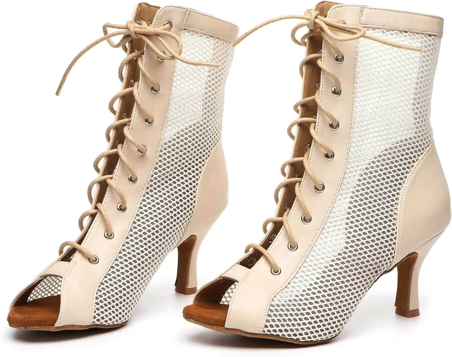 Minishion Sexy Dance Heels for Women Mesh Party Eveing Ankle Sandals Boots
