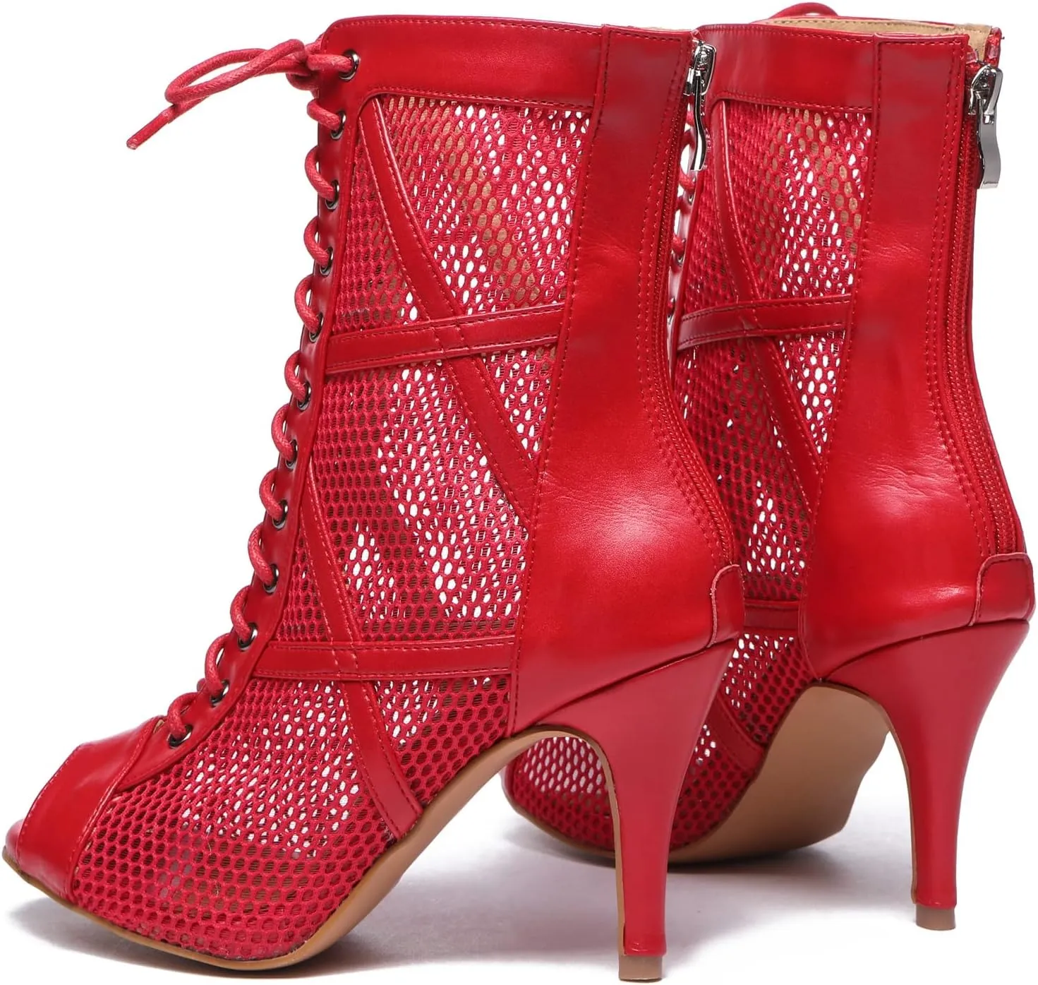 Minishion Sexy Dance Heels for Women Mesh Party Eveing Ankle Sandals Boots