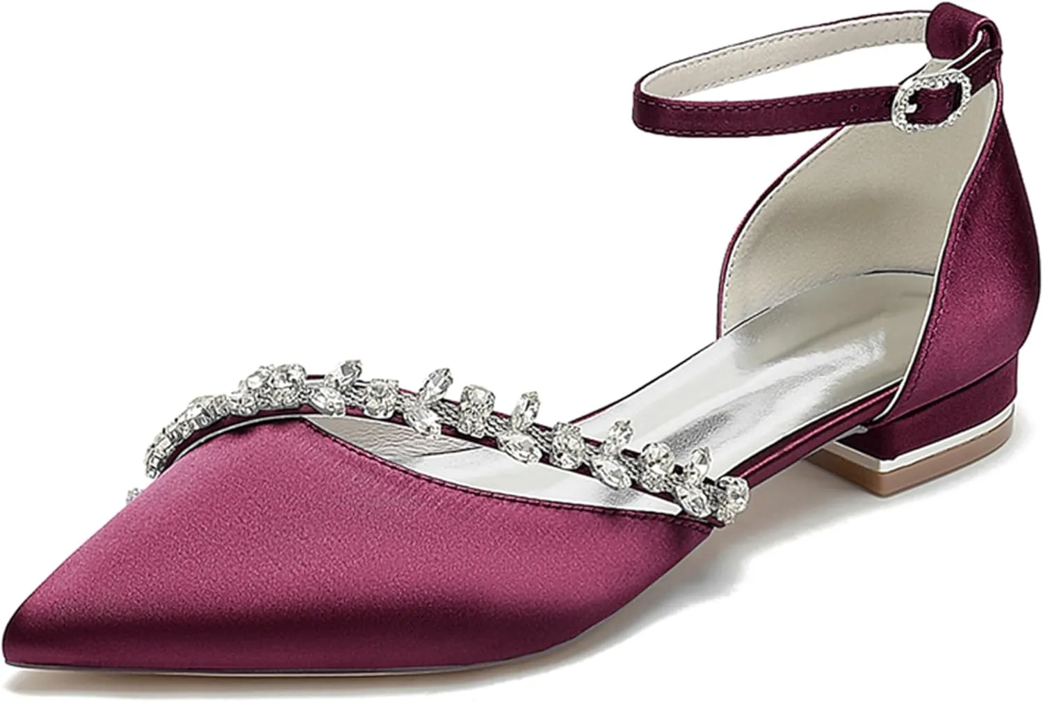 Minishion Wedding Dress Shoes for Bride Flats Womens Girls Ankle Strap Evening Party Shoes MS292
