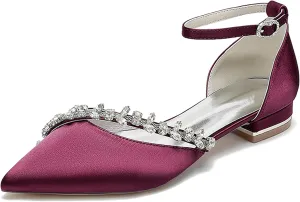 Minishion Wedding Dress Shoes for Bride Flats Womens Girls Ankle Strap Evening Party Shoes MS292