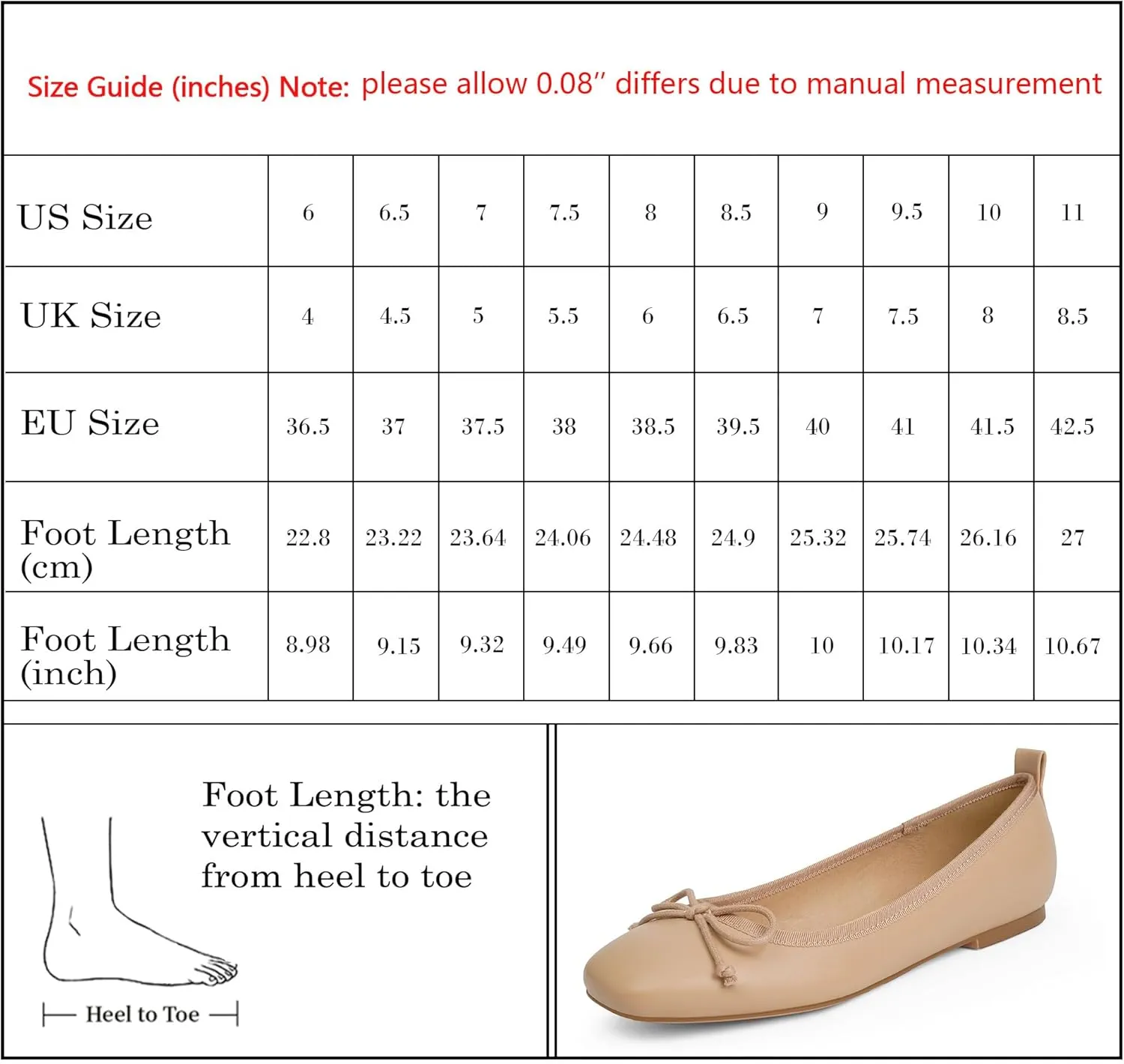 Modatope Ballet Flats with Bow Ballerina Closed Square Toe Slip on Bowknot Flats Shoes for Women Dressy