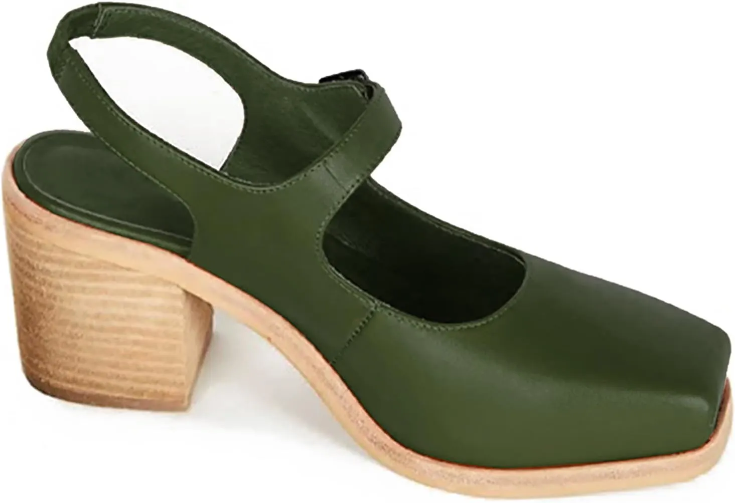 MOOMMO Women Block High Heel Slingback Mary Jane Pumps Platform Square Toe Ankle Buckle Strap Closed Toe Sandals 3 Inch Stacked Chunky Heel Dress Pumps Matte Retro Comfy Office Daily 4-11 M US
