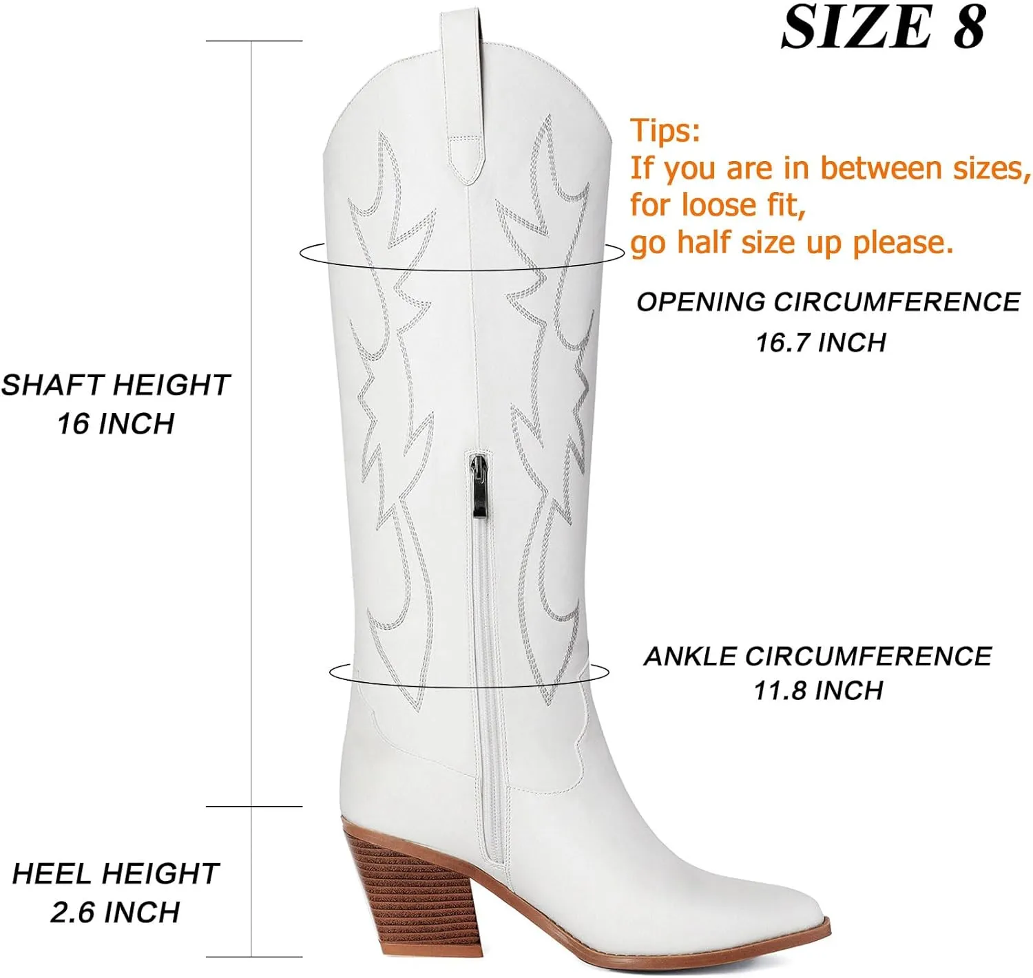 Mostrin Cowgirl Boots for Women Embroidered Cowboy Boots Pointed Toe Knee High Boots Chunky Block Heel Pull On Tall Western Boot for Ladies