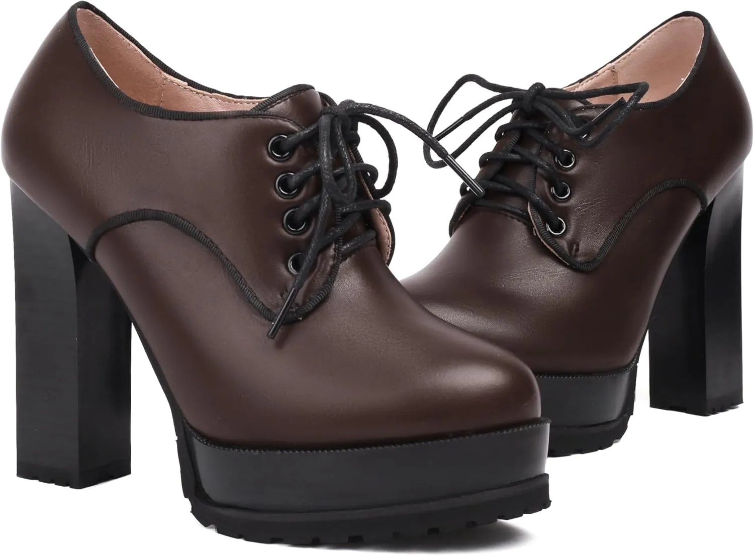 MRKEWUNEY Classic Womens Platform Heel Lace Up Performance Catwalk Pumps
