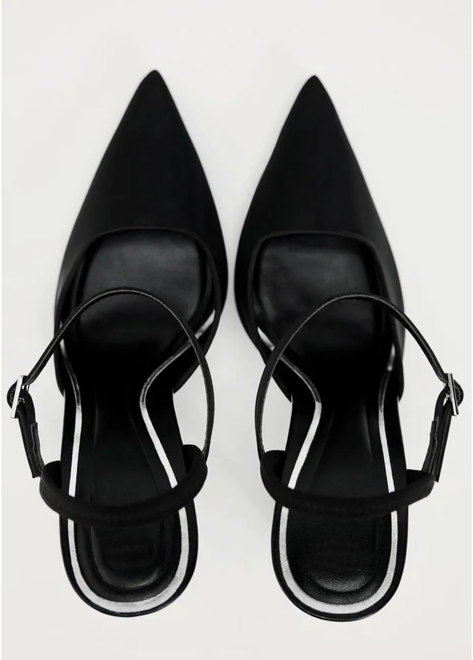 MRKEWUNEY Fashion Mesh Slingback Pumps Shoes for Women Ankle Strap Pointed Toe Pumps